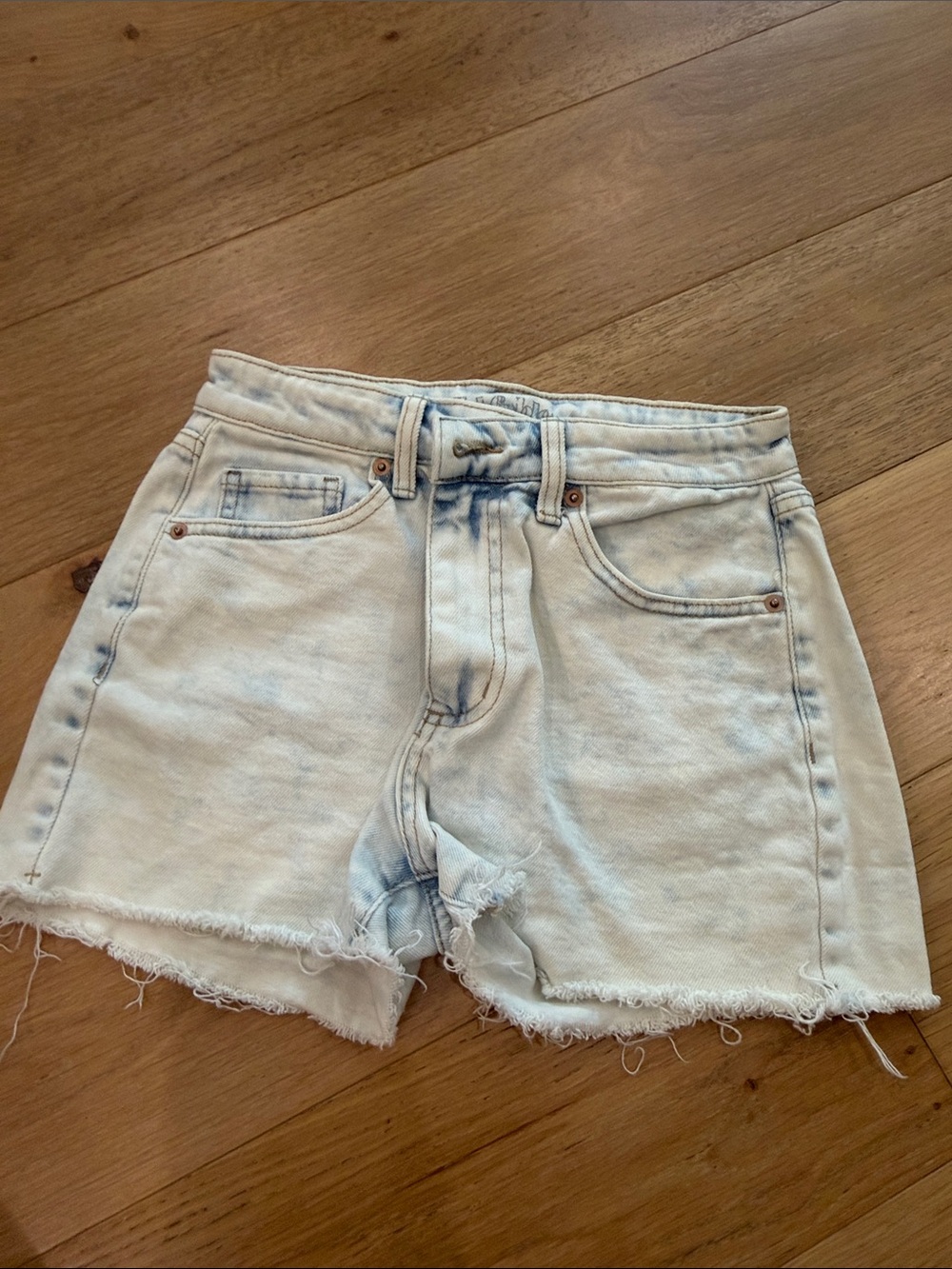 wild fable Light Blue High-Rise Frayed Denim Shorts